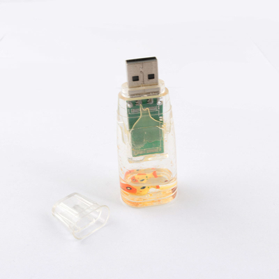 Пластмассовый жидкий USB флэш-накопитель Наш боковой пластиковый внутри утка может индивидуально сделан