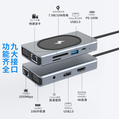 USB Type C HUB многофункциональный адаптер 9 в одном и с считывателем карт памяти