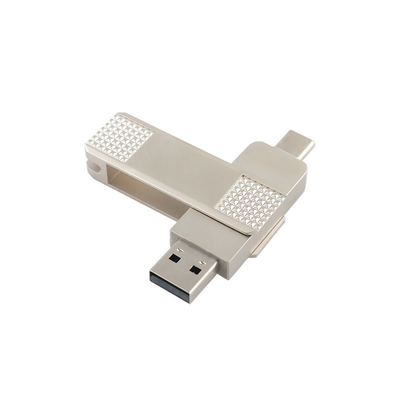 Металлические USB-накопители серебра типа C могут вращаться на 360 градусов с защитой паролем