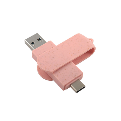 USB-накопители типа C Розовый пластик с соломой Перерабатываемый материал и пользовательский логотип