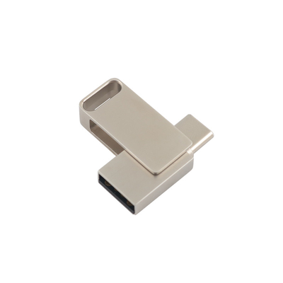 Водостойкие серебряные металлические USB флэш-накопители с USB 2.0 и гравировкой типа C и печатным логотипом