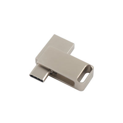 Водостойкие серебряные металлические USB флэш-накопители с USB 2.0 и гравировкой типа C и печатным логотипом