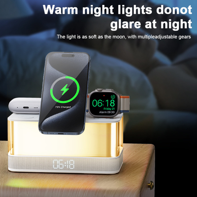 Цветные огни Беспроводное зарядное устройство для iPhone iWatch и AirPods с Bluetooth динамиком