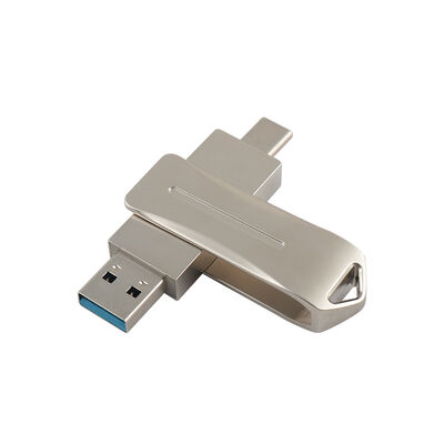 Silver Metal Usb Flash Drive With Type C Use By Phone And Computer Type C Port