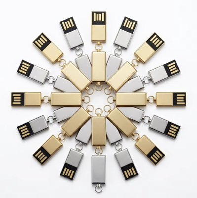 Серебро с блестящим металлическим сплавом цинка USB флэш-накопитель, включая флэш-чипы HY, подходящий для быстрой и безопасной передачи данных