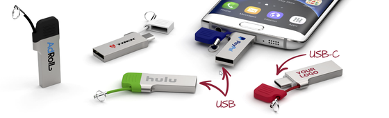 USB-флеш-накопитель типа c с USB A с небольшой металлической крышкой-цепочкой, может лазером и печатать логотип, быстрая скорость 3,2 USB и 3,1 USB