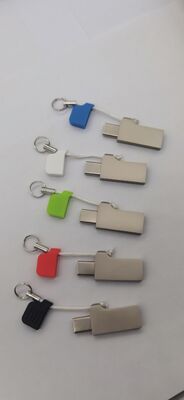 USB-флеш-накопитель типа c с USB A с небольшой металлической крышкой-цепочкой, может лазером и печатать логотип, быстрая скорость 3,2 USB и 3,1 USB