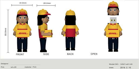 Женщина-курьер DHL, персонаж мультфильма, USB-флешка, изготовленная по дизайну клиента
