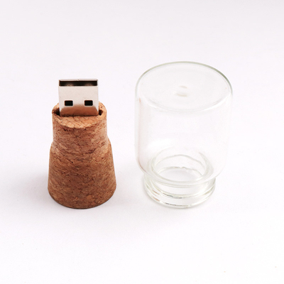Бутылка привода USB 16GB 32GB 64GB деревянная внезапная сформировала стеклянный затвор вина